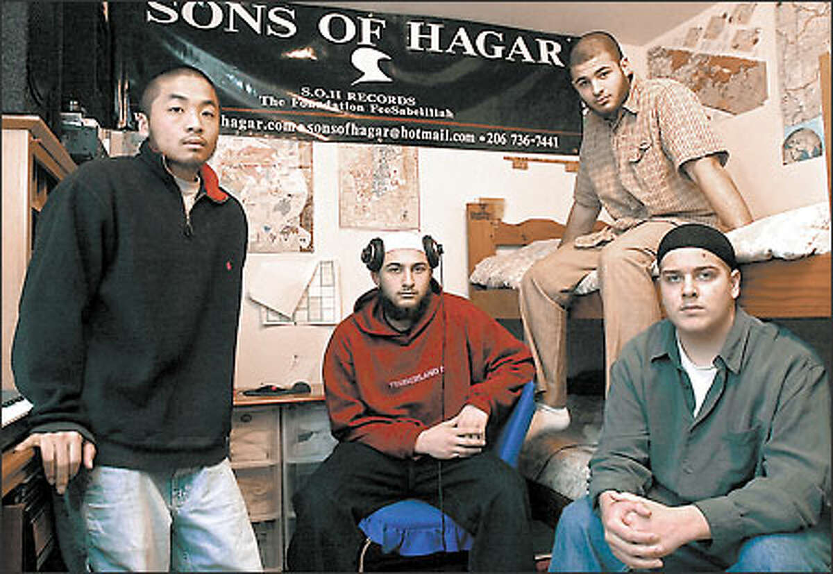 From left, Musa, Ahmad, Abdul and Kareem are the Sons of Hagar, a rap group from South King County.