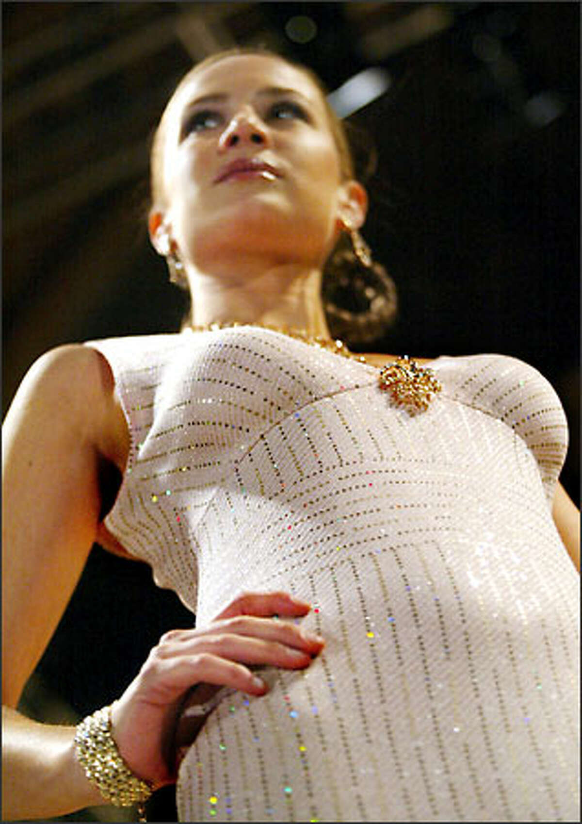 Knits that glitter were a major message at the spring fashion show Nordstrom and St. John Knits presented this week.