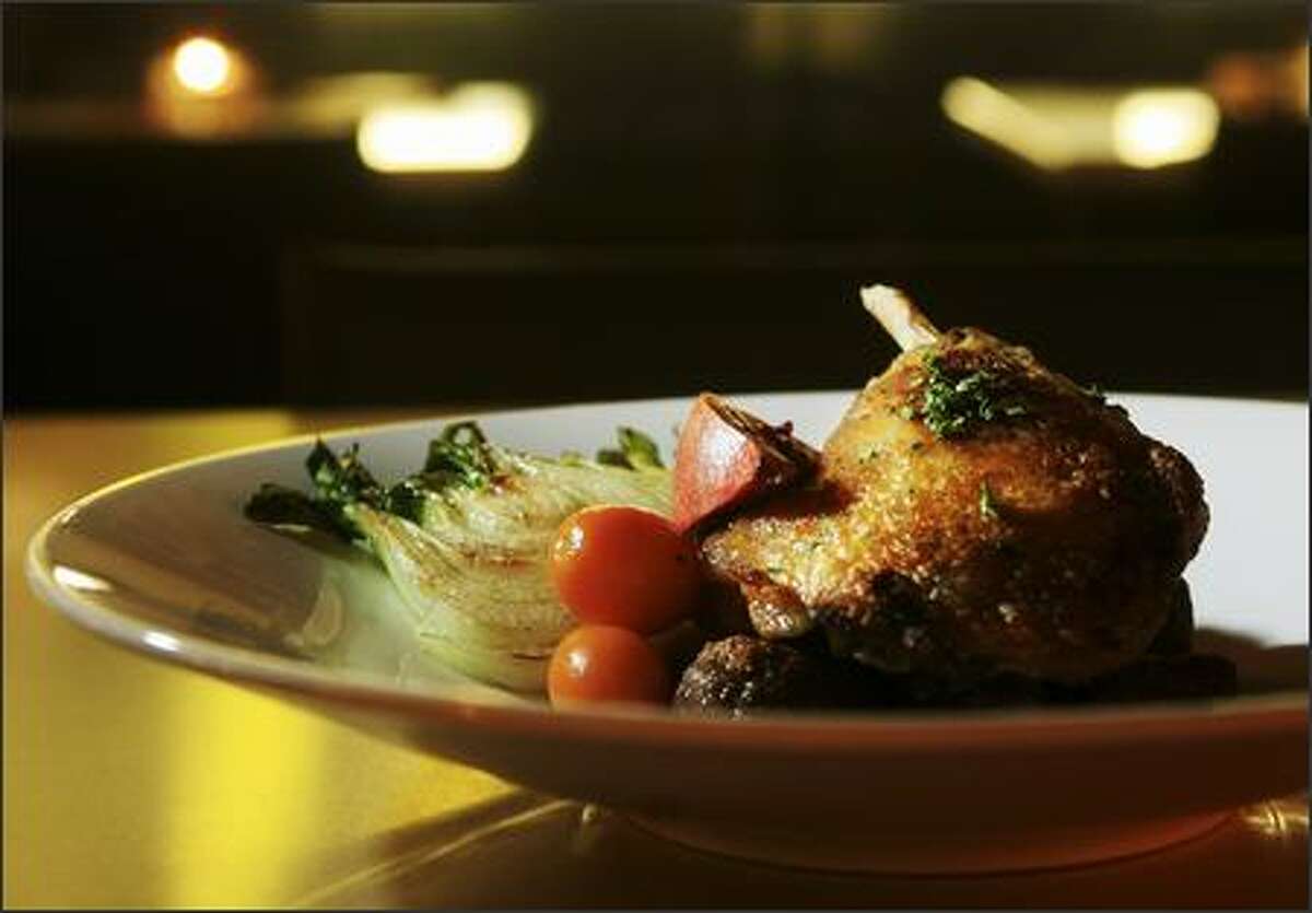 Duck leg confit with Silk Road spices is served with chestnut gnocchi.
