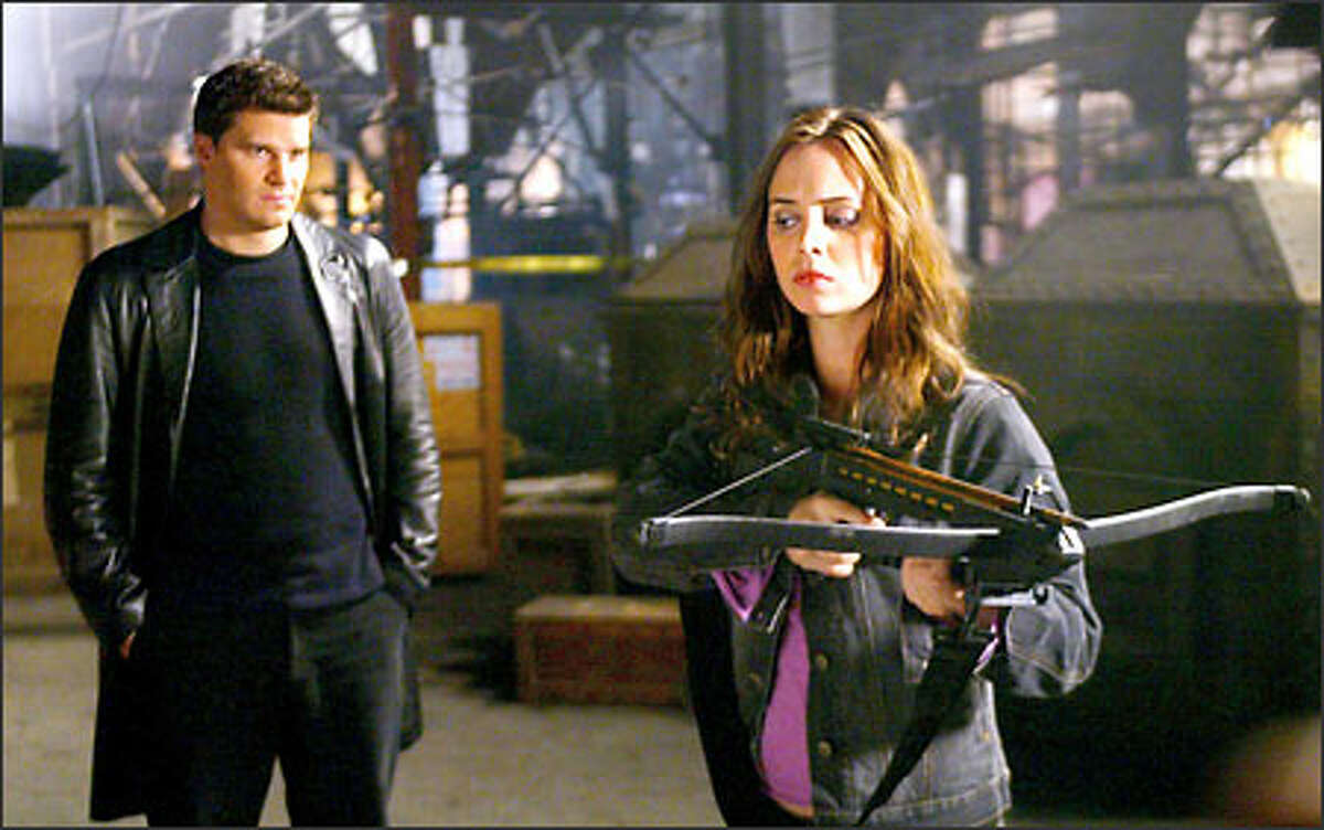 Angel (David Boreanaz) is reunited with former enemy and pet redemption project Faith (Eliza Dushku), the renegade vampire slayer.