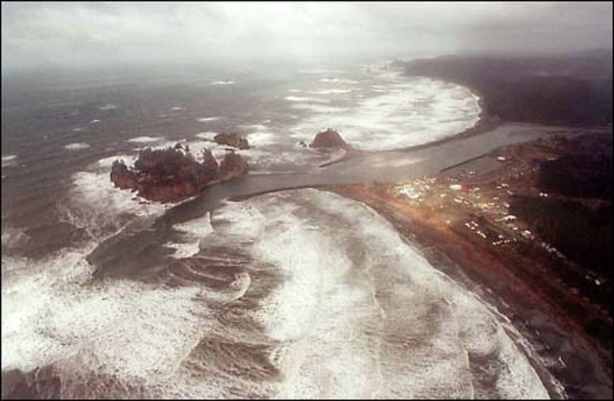 A storm lashes the Washington coast at the Quillayute River Coast Guard Station. Residents of La Push and Forks are upset by a proposal to close the station.