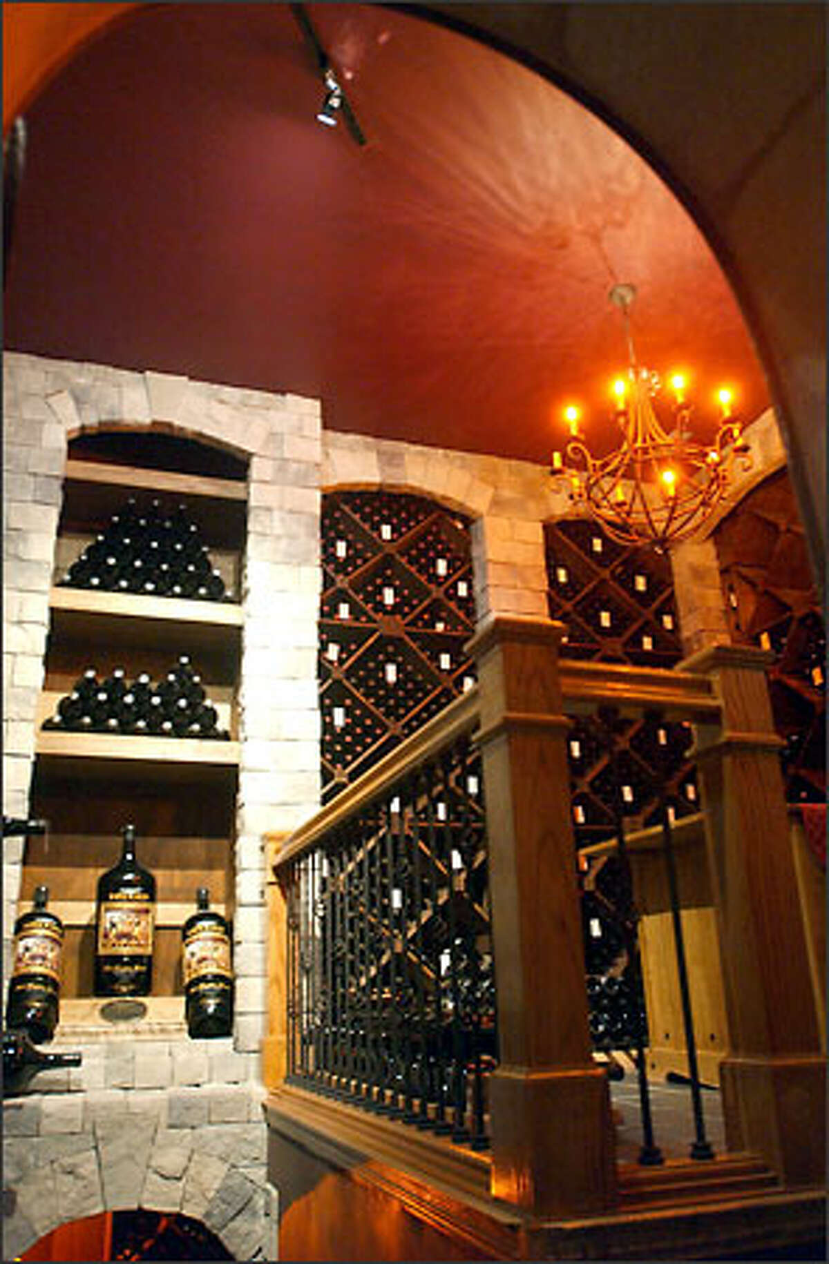 Subtle lighting sets the tone of the wine library at Hedges Cellars tasting facility on Red Mountain near Benton City.
