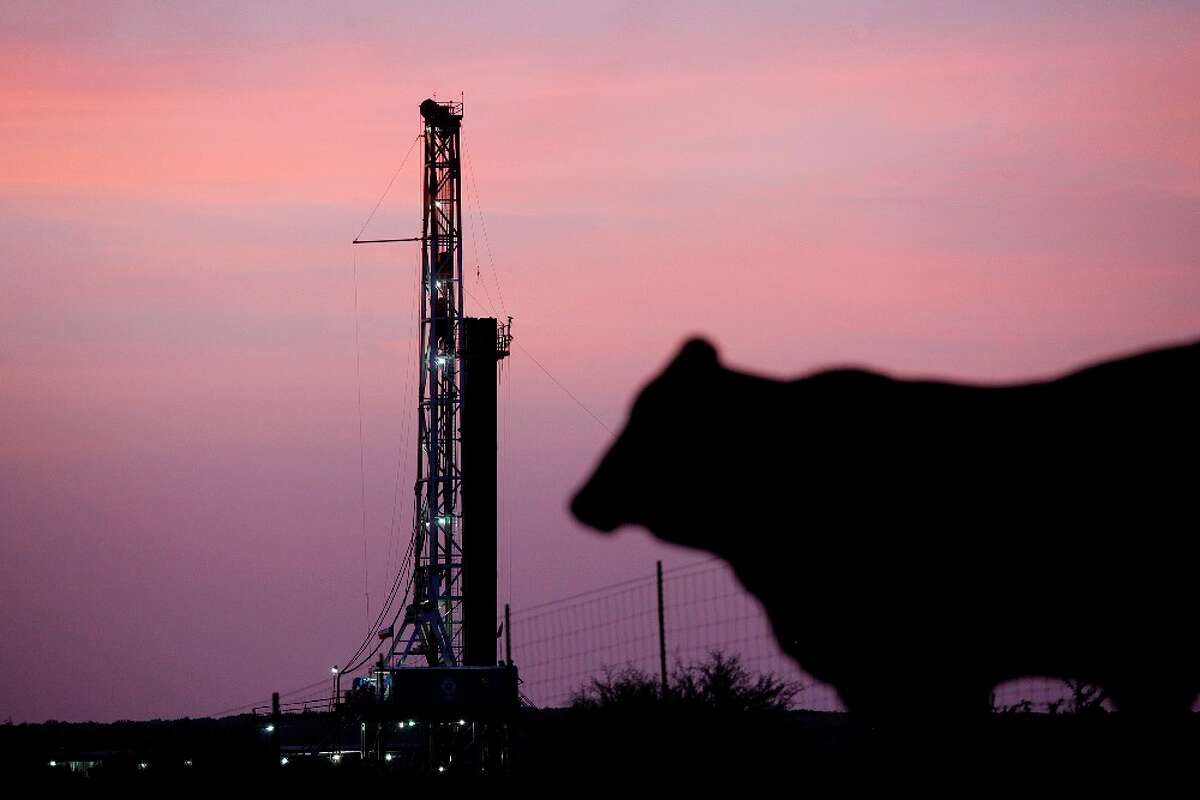 In this 2010 Express-News file photo, the Patterson-UTI Drilling Co. rig can be seen alongside Ranch Road 624 just southeast of Cotulla.