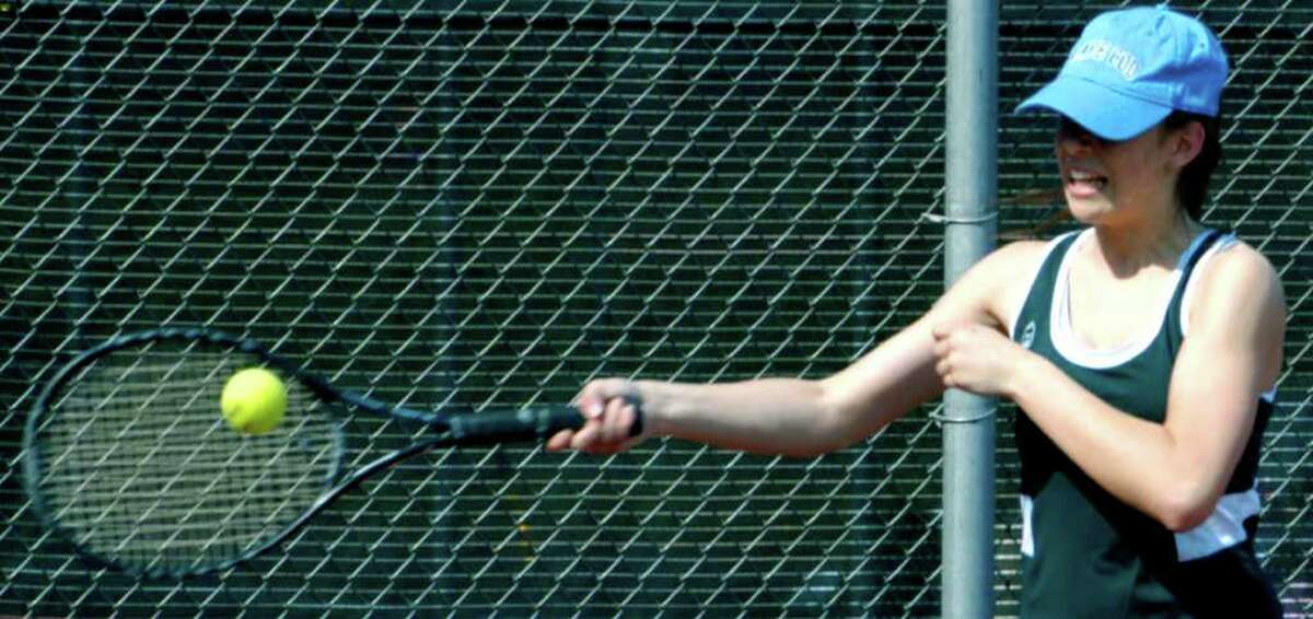 SPECTRUM/Nicole Durosko and New Milford High School girls' tennis are bidding to make their mark on the SWC this spring. April 2011