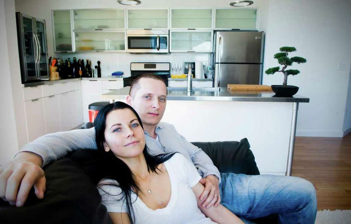 Kasia and Thomas Seremet in their BLVD home in Stamford, Conn., April 17, 2011. The BLVD is the new rental housing complex on Washington Boulevard developed by Randy Salvatore's RMS Construction.