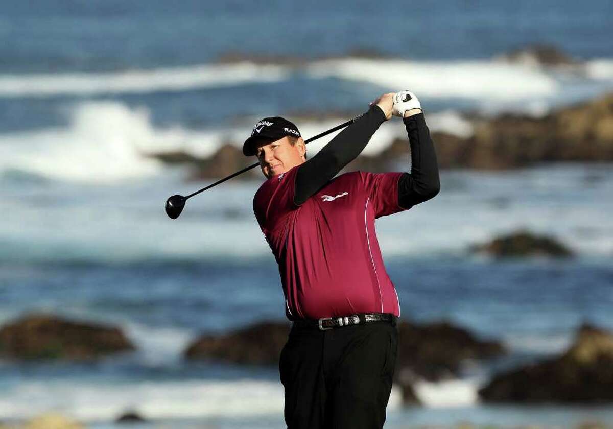 PEBBLE BEACH, CA - FEBRUARY 11: J.J. Henry tees off on the 13th hole during the second round of the AT&T Pebble Beach National Pro-Am at Monterey Peninsula Country Club on February 11, 2011 in Pebble Beach, California. (Photo by Ezra Shaw/Getty Images) *** Local Caption *** J.J. Henry