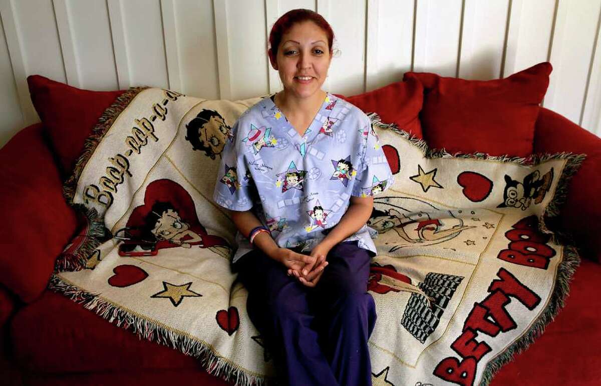 Jeannette Canales, 32, talks about her experience at Haven for Hope. Friday, April 15, 2011. Photo Bob Owen/rowen@express-news.net