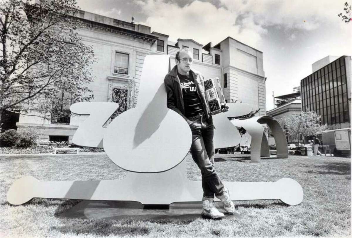May 2, 1986: Artist Keith Haring on the day his sculptures were installed in Heritage Park.