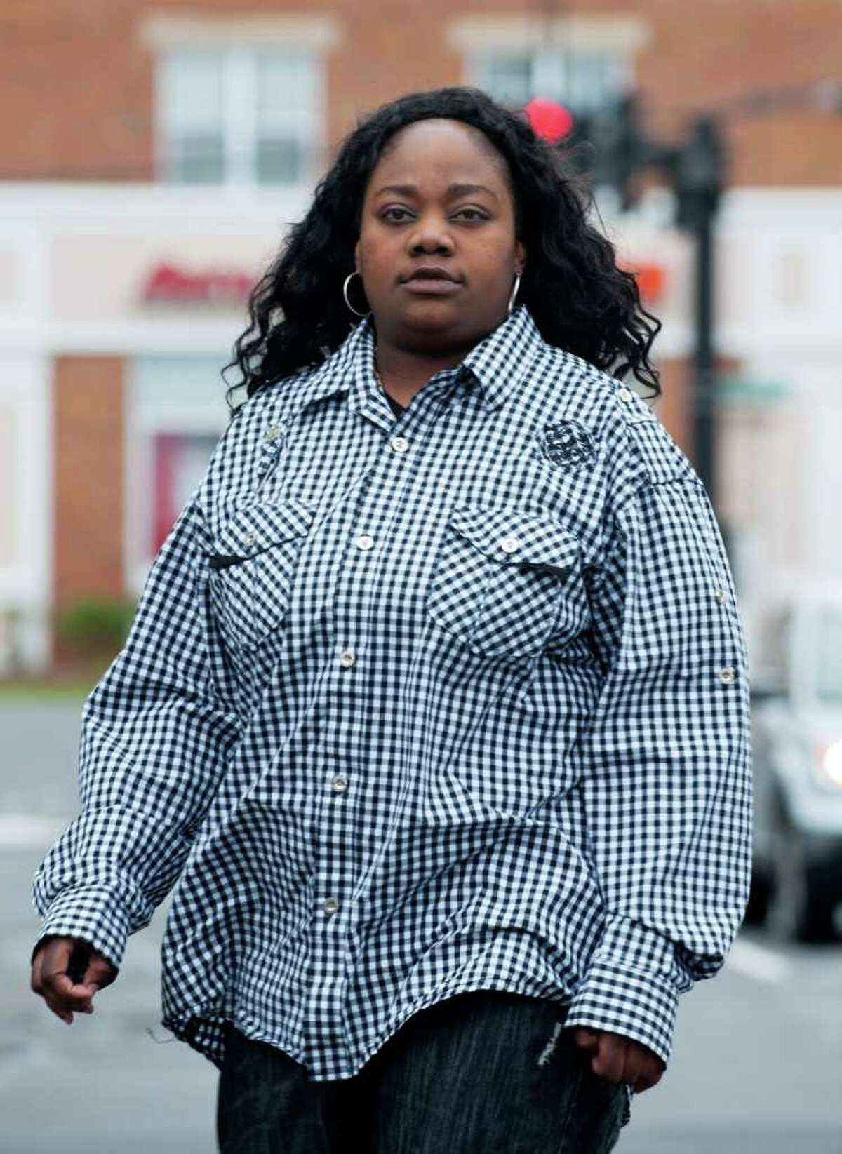 Tanya McDowell, the homeless mother arrested for allegedly sending her son to a Norwalk school while not living in the city during the last half of the 2010 school year, went to court in Norwak for the second time on Wednesday, May 11, 2011. McDowell’s attorney, Darnell Crosland, said he decided to waive her appearance after talking over the felony case with the Norwalk courthouse’s lead prosecutor. McDowell is charged with first-degree larceny and conspiracy to commit first-degree larceny. (Photo/Douglas Healey).