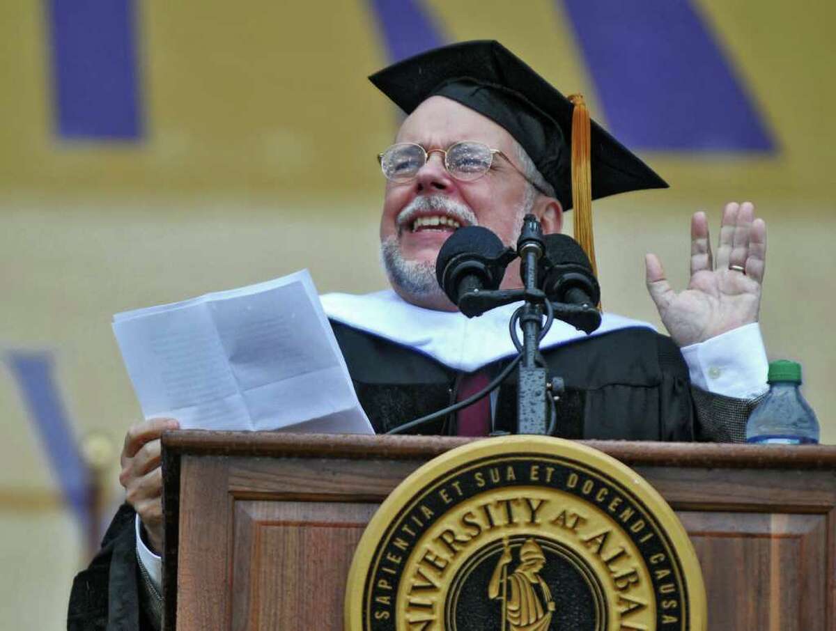 Gregory P. Maguire, author and UAlbany Class of 1976 graduate, gives a commencement speech on May 15, 2011.