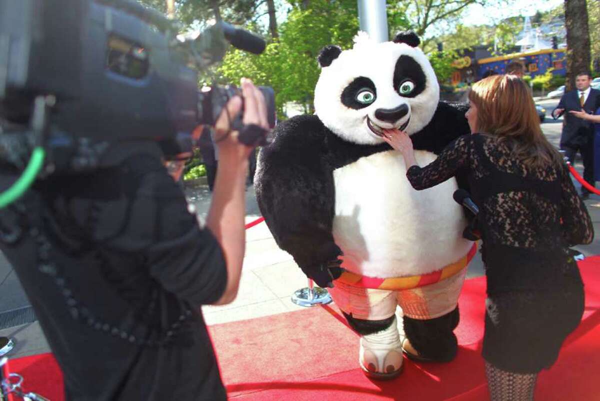 Po the Kung Fu Panda walks on the red carpet.