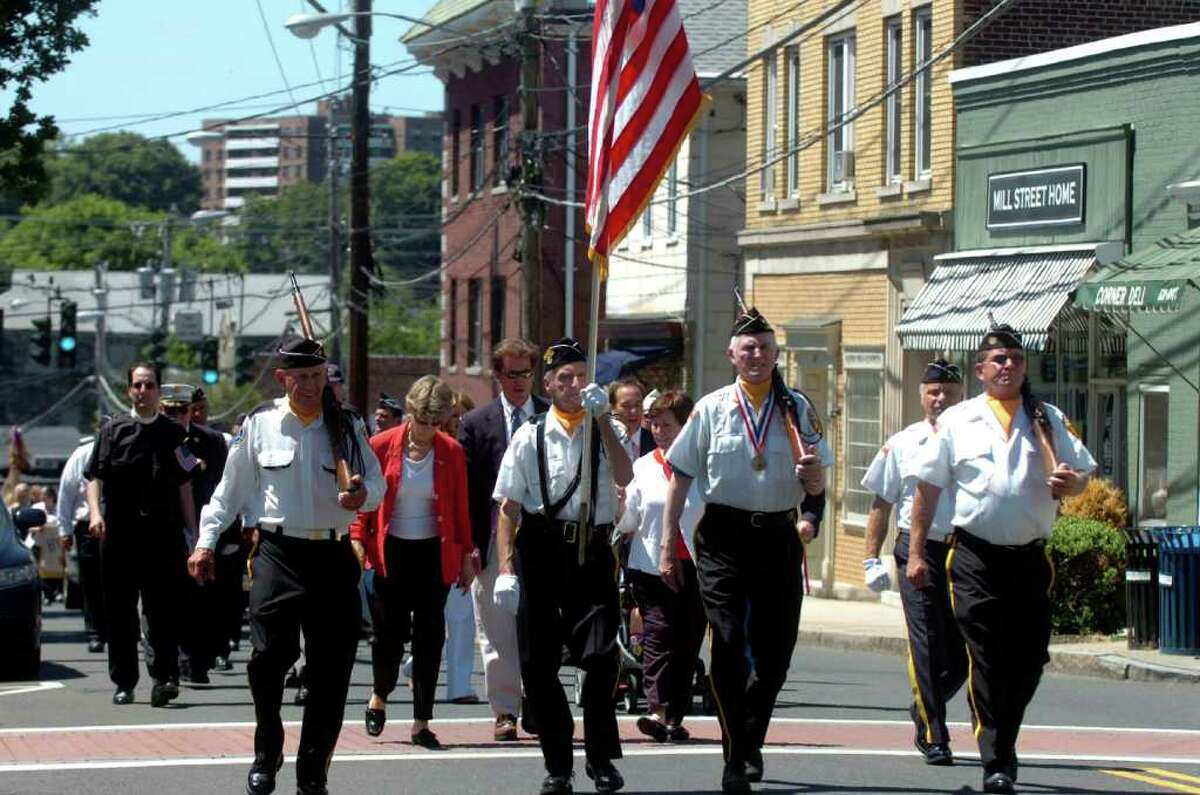 The Byram Memorial Day parade marches up Delavan Avenue in 2010.