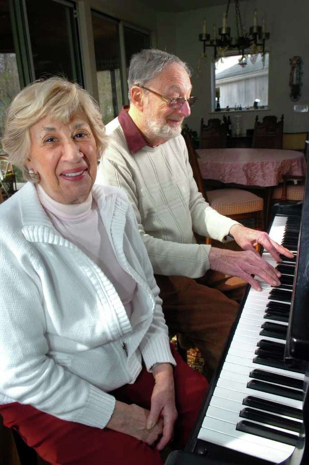 Ted and Jean Simons at the piano in their Westport, Conn. home April 20th, 2011.