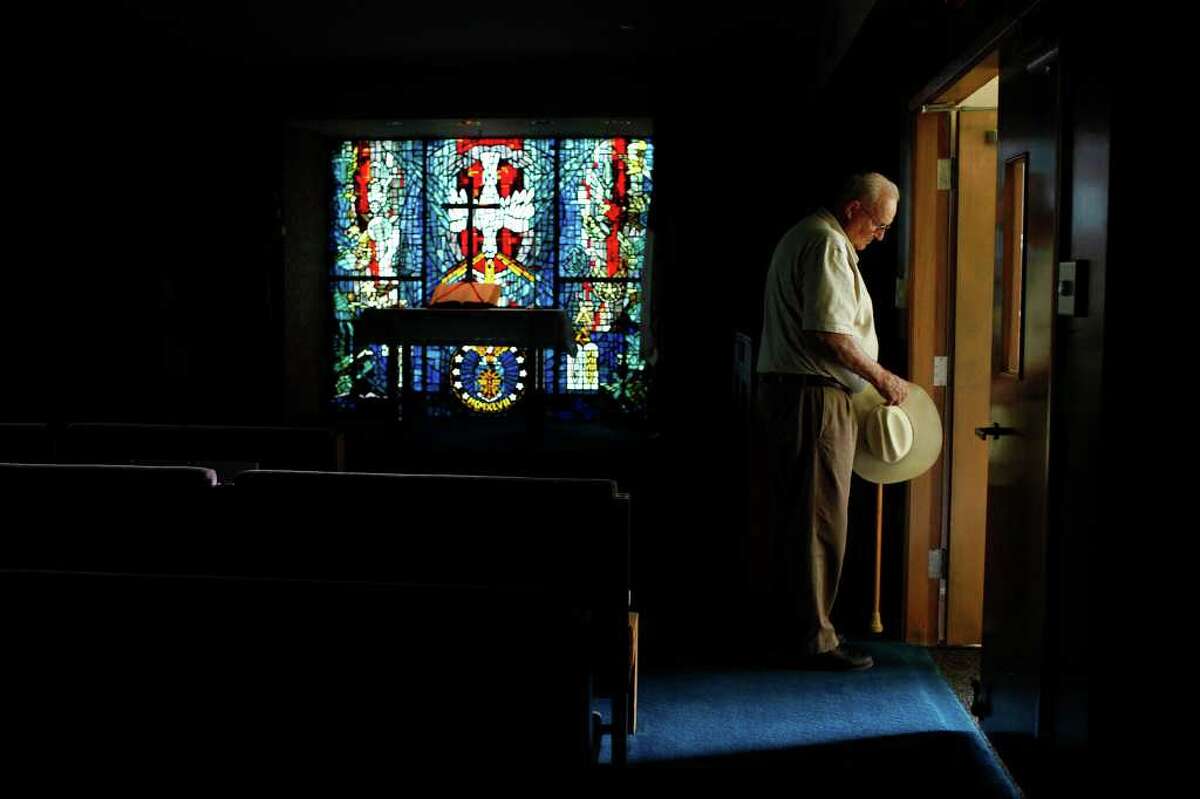 Ralph Kuster, a retired Air Force Colonel who served in Vietnam, stands in the chapel at Air Force Village I in San Antonio on Tuesday, May 24, 2011. LISA KRANTZ/lkrantz@express-news.net
