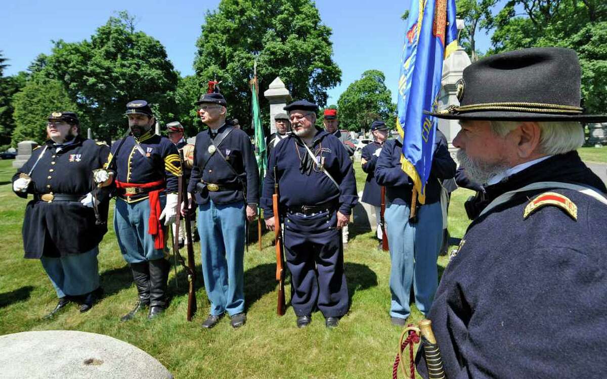 Re-enactors attend the Civil War Veterans Memorial Commemoration ceremony at the St. Agnes Cemetery in Menands on June 3. (Skip Dickstein/ Times Union)
