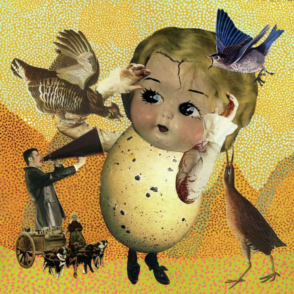 ?Egg Joke?by Robert Gullie, mixed media collage (Courtesy Malta League of Arts)