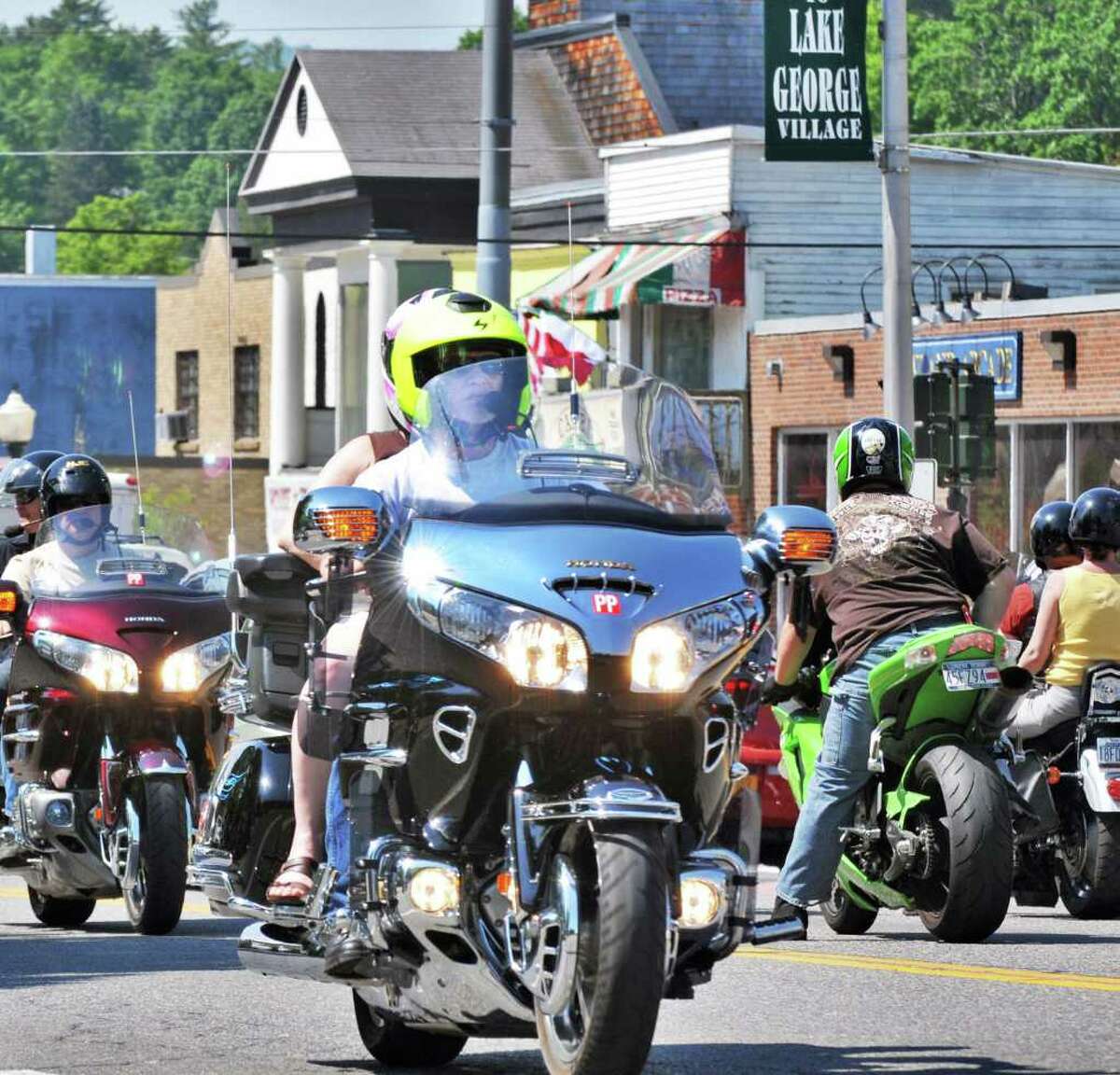 Motorcycles fill Canada Street in Lake George for the annual Americade rally Tuesday June 7, 2011. 