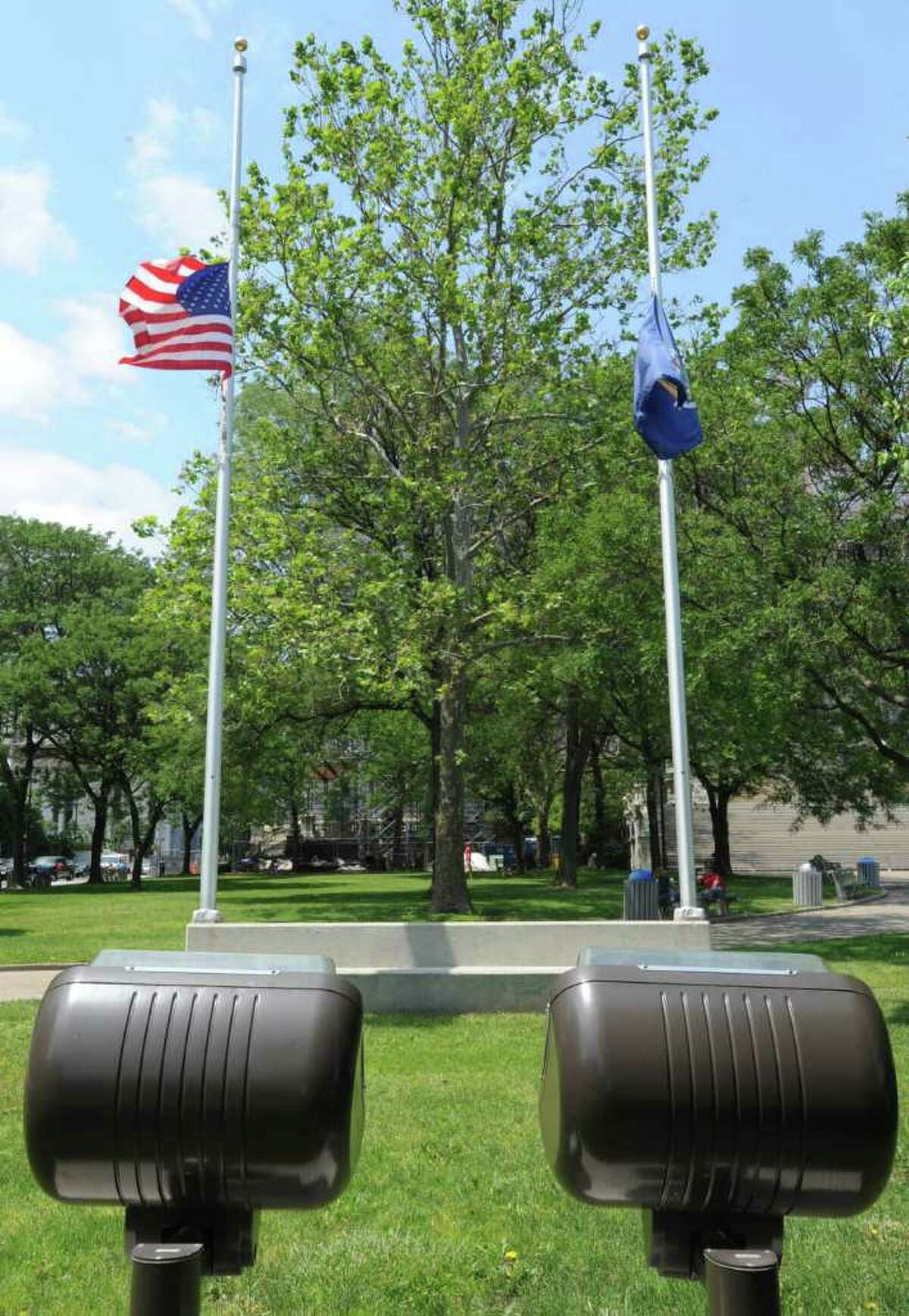 Flags at halfstaff for Fort Drum casualties