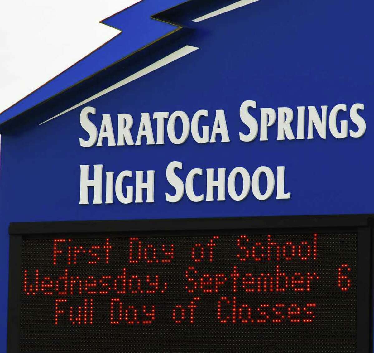 Saratoga Springs High School's sign. (John Carl D'Annibale / Times Union Archive)