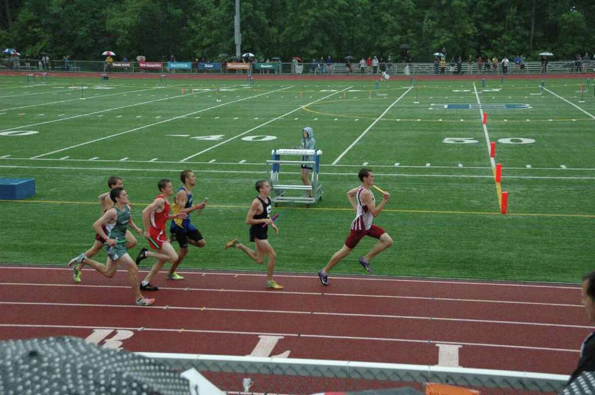 Staples senior captain Jack Roche ran for the 4x400 and 4x800 meter relay teams at the New England championships. Both teams set school records and earned All-New England honors with the 4x400 winning and 4x800 taking home the bronze.