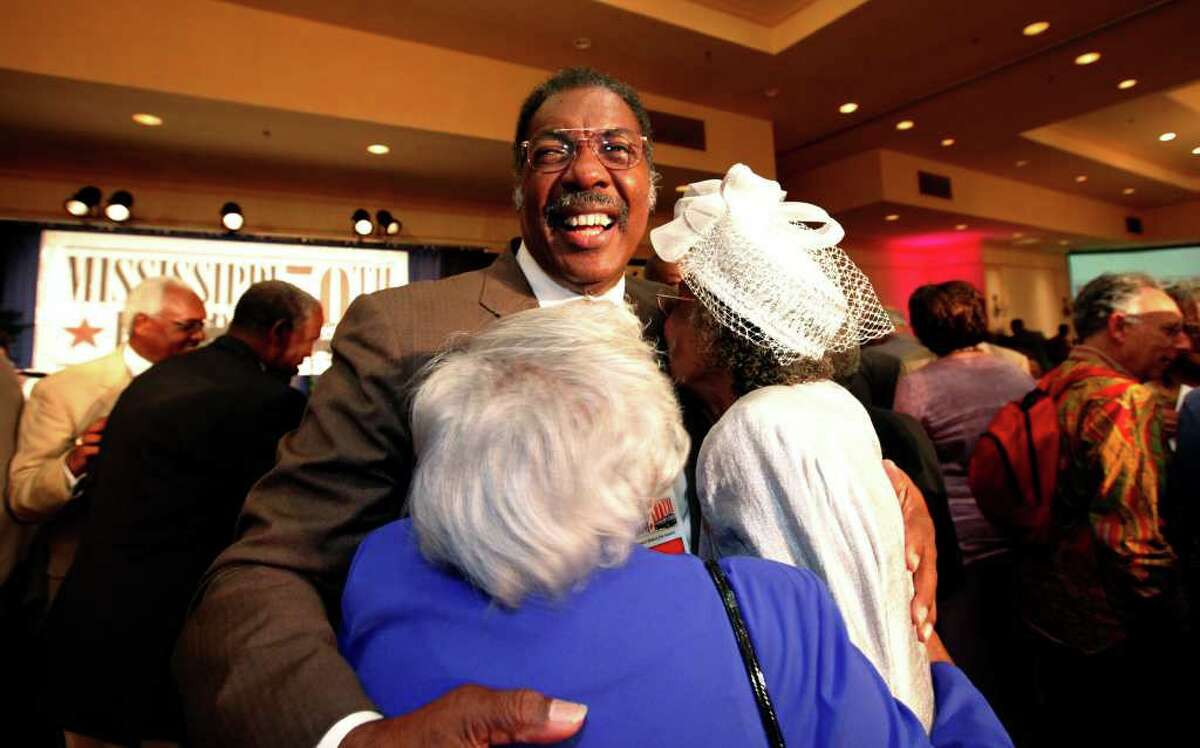 Freedom Rider Hank Thomas smiles as he greets participants at the 50th reunion of the Freedom Riders in Jackson, Miss., on May 22, 2011. Thomas returned with many other Freedom Riders to Jackson to recall their efforts to desegregate the South during the 1960s.