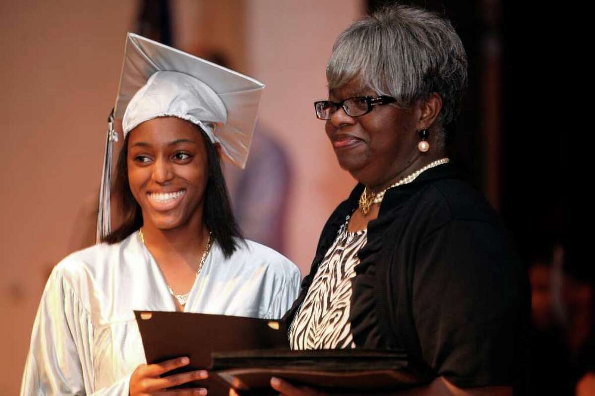 Bridge Academy's commencement ceremony at Thurgood Marshall Middle School in Bridgeport, Conn., on Friday, June 17, 2011.
