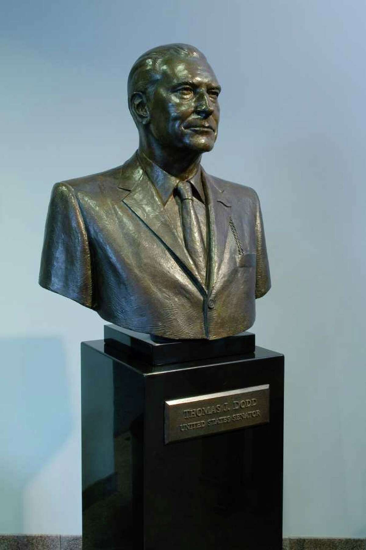 Bust of Senator Thomas Dodd at the Thomas J. Dodd Research Center on Sept 11, 2009. (UConn Photo/Peter Morenus)