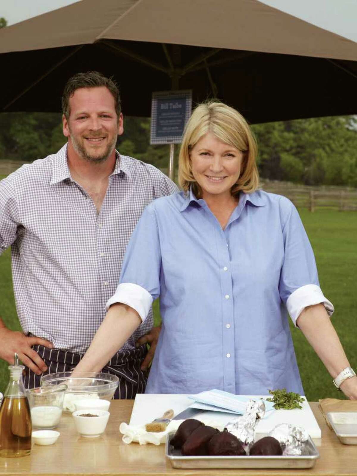 Bill Taibe, owner of Le Farm, with Martha Stewart