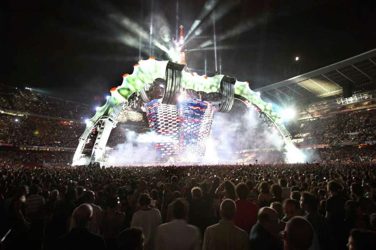 After U2's 360° Tour ends July 30 in Moncton, New Brunswick, Canada, the band’s management plans to sell off its massive stage to be concert venues around the world, Billboard.biz reported Tuesday. "The Claw" is the name for the four-legged, 29,000-square-foot steel structure that U2 performed around and under over the past two years, shown here on the first night of the tour, June 30, 2009 in Barcelona, Spain. Apparently, there are several claws, and management is in discussions to send three of them into different places around the world, U2 tour director Craig Evans told Billboard.biz, saying: "It represents too great an engineering feat to just use for (the tour) and put away in a warehouse somewhere." (More: www.billboard.biz/bbbiz/industry/touring/u2-to-sell-360-tour-claws-as-permanent-venues-1005255312.story)