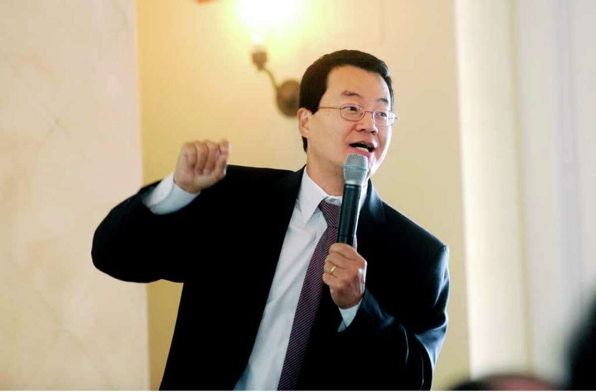 Lawrence Yun, chief economist and senior vice president of research at the National Association of Realtors, speaking at the Belle Haven Club on Wednesday, June 29, 2011.