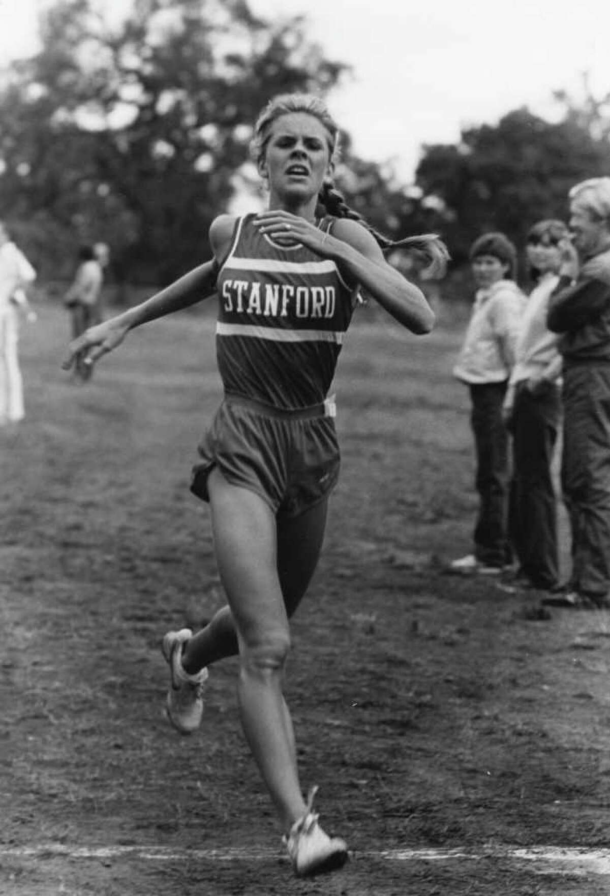 Greenwich High School graduate Ceci Hopp St. Geme, shown here at Stanford University, was one of six new members selected to be inducted into the Fairfield County Sports Hall of Fame. St. Geme, who broke four FCIAC and two state records during her cross country and track and field career at Greenwich High, gained national prominence when she won the Kinney (now Foot Locker) National Cross Country Championship in 1980. The standout runner, who won the NCAA title in the 3,000-meter run as a junior at Stanford University, will be honored during an induction ceremony at the commission’s seventh annual sports awards dinner on Oct. 17 at the Hyatt Regency Greenwich.