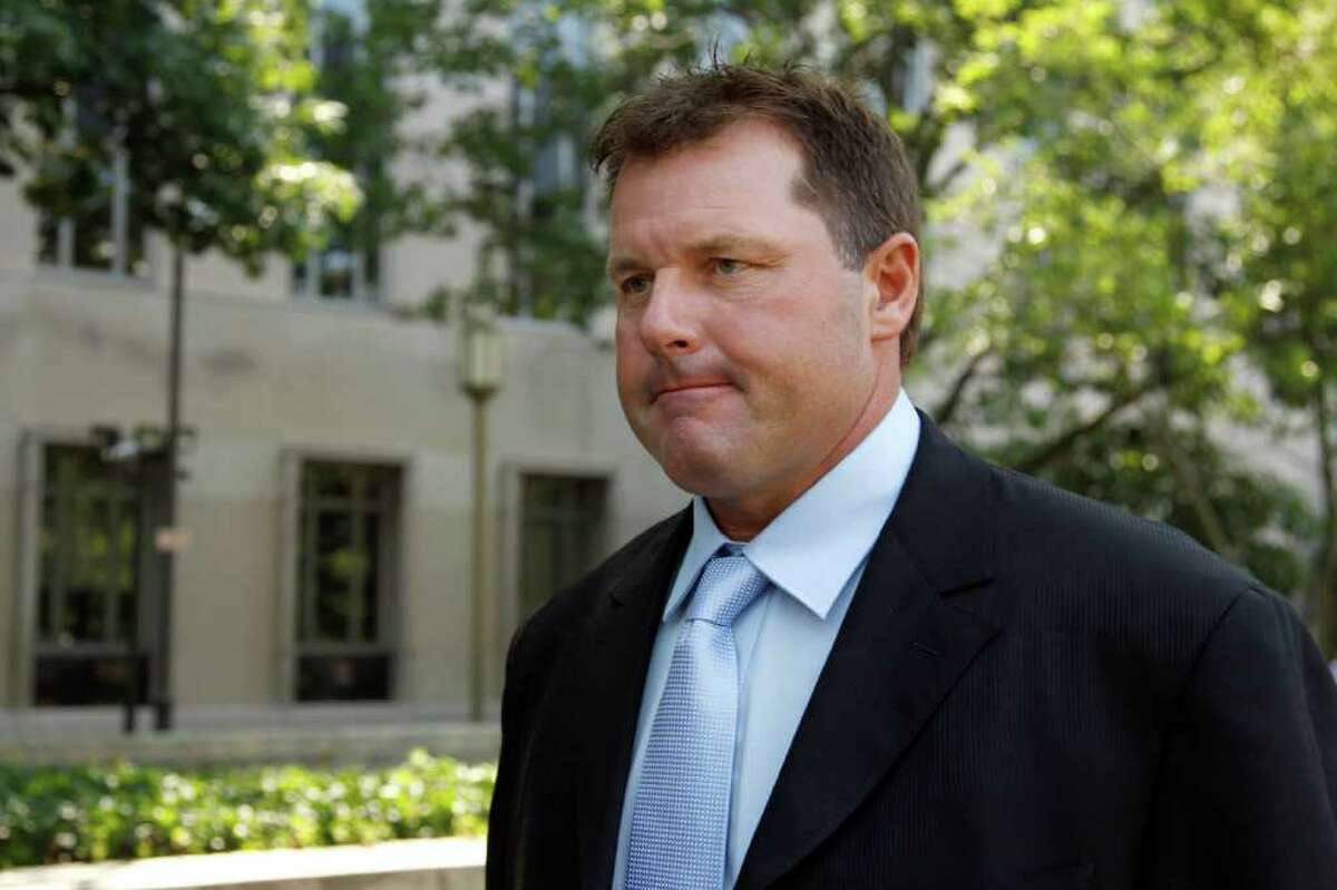Roger Clemens leaves federal court in Washington, Tuesday, July 5, 2011. (AP Photo/Alex Brandon)