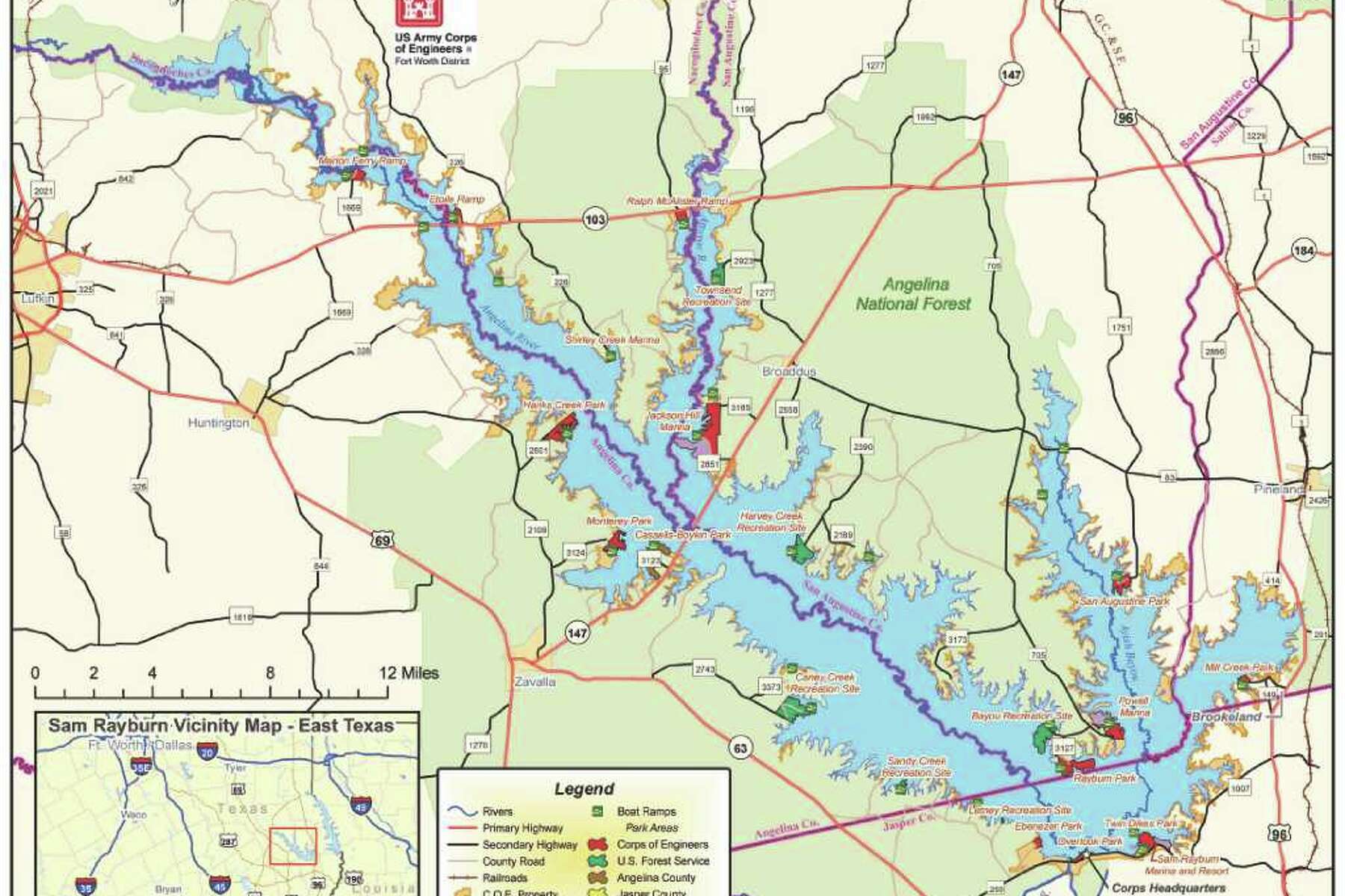 Sam Rayburn Fishing Map Lake Sam Rayburn Shrinking, But A Long Ways From Gone