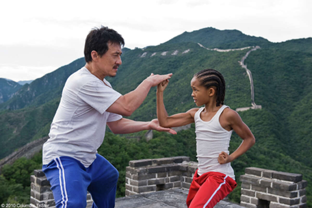 (L-R) Jackie Chan as Mr. Han and Jaden Smith as Dre in "The Karate Kid."