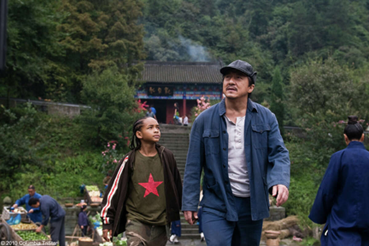 (L-R) Jaden Smith as Dre and Jackie Chan as Mr. Han in "The Karate Kid."
