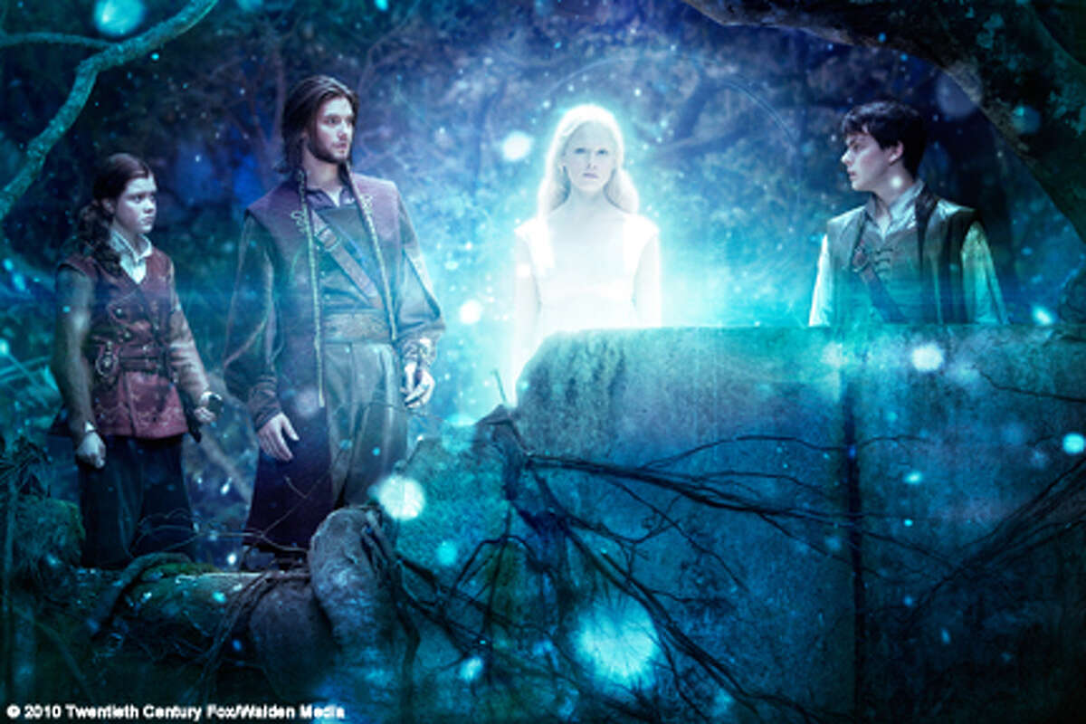 (L-R) Georgie Henley as Lucy, Ben Barnes as Caspian, Laura Brent as Liliandil, and Skandar Keynes as Edmund in "The Chronicles of Narnia: The Voyage of the Dawn Treader."