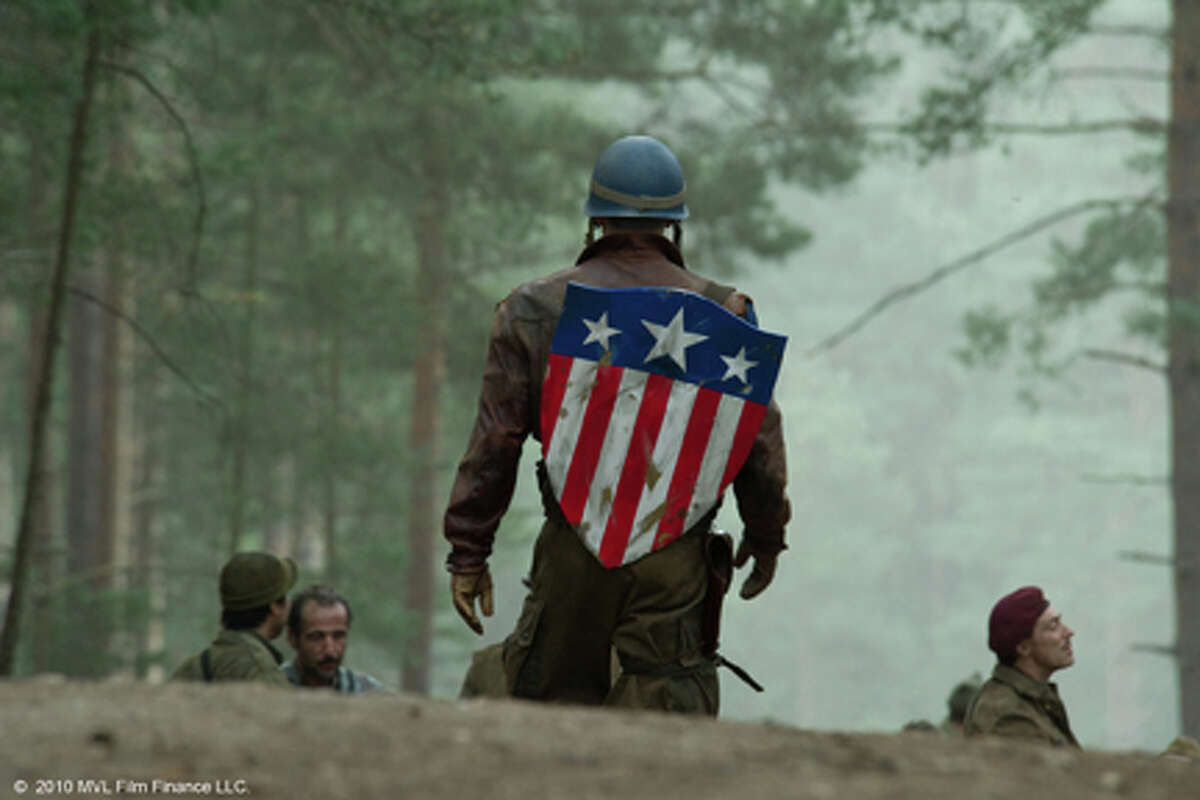 (Center) Chris Evans as Steve Rogers in "Captain America: The First Avenger."