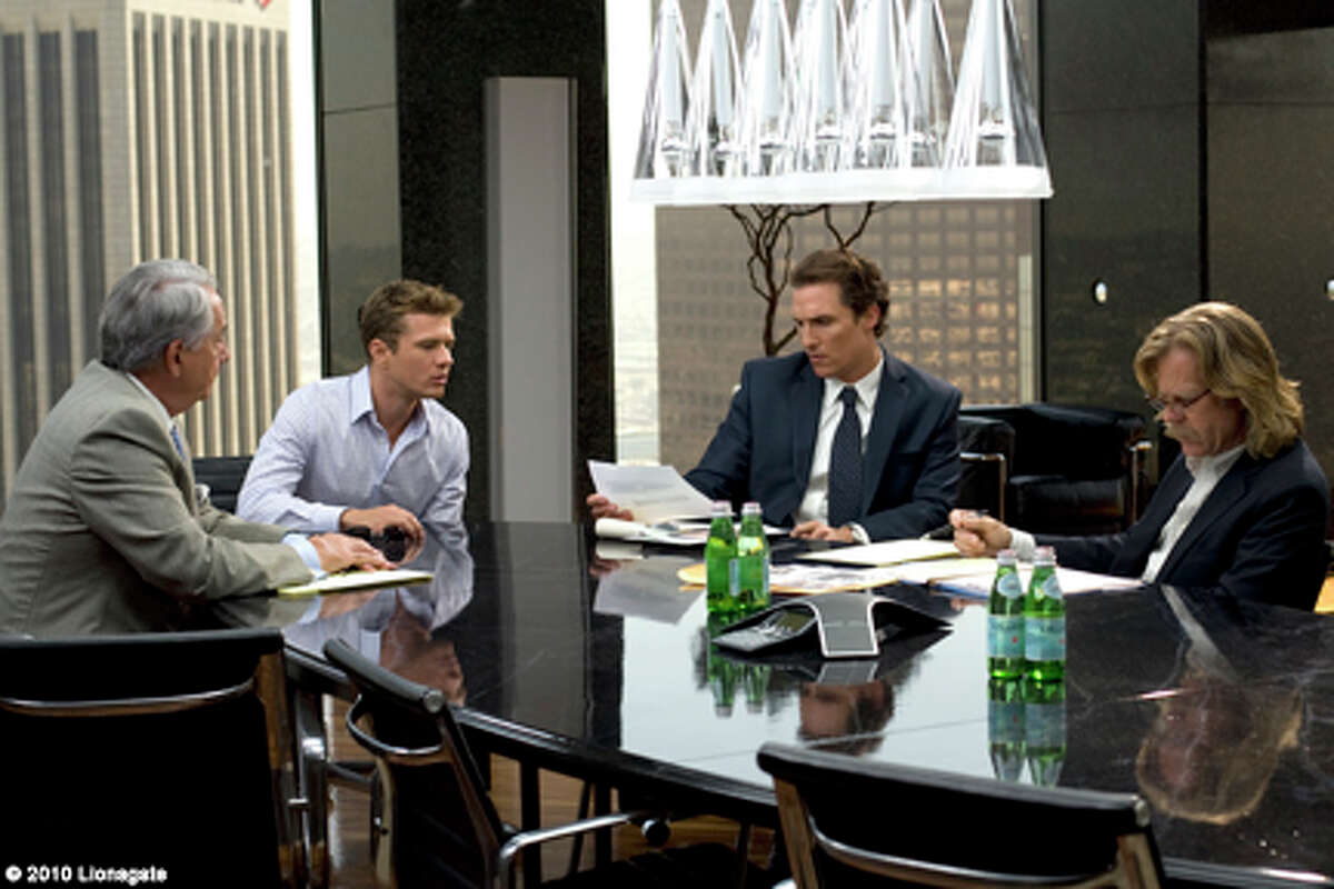 (L-R) Bob Gunton as Cecil Dobbs, Ryan Phillippe as Louis Roulet, Matthew McConaughey as Mickey Haller and William H. Macy as Frank Levin in "The Lincoln Lawyer."