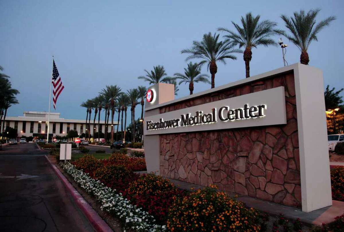 The entrance driveway to the Eisenhower Medical Center where former First Lady Betty Ford died in Rancho Mirage, Calif., on Friday, July 8, 2011.(AP Photo/Francis Specker)