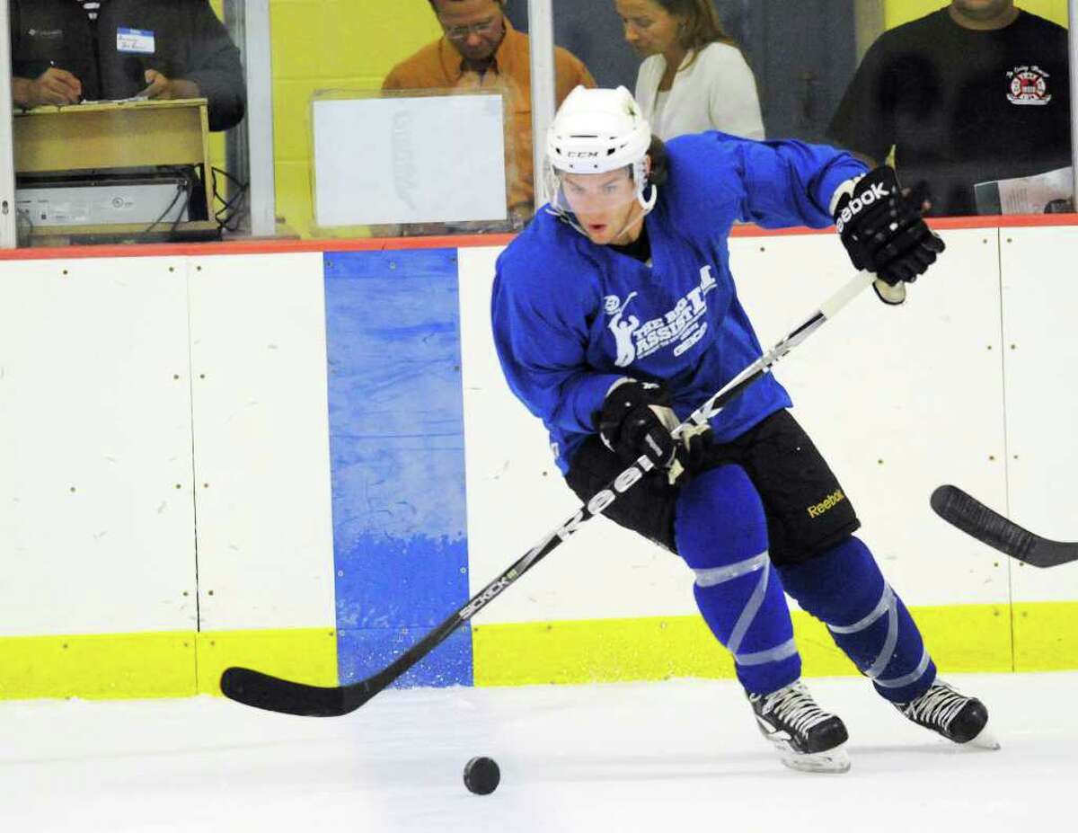 Sean Backman of Team Blue during The Big Assist III hockey game to benefit The Obie Harrington-Howes Foundation at Terry Conners Rink, Stamford, Wednesday night, July 13, 2011.