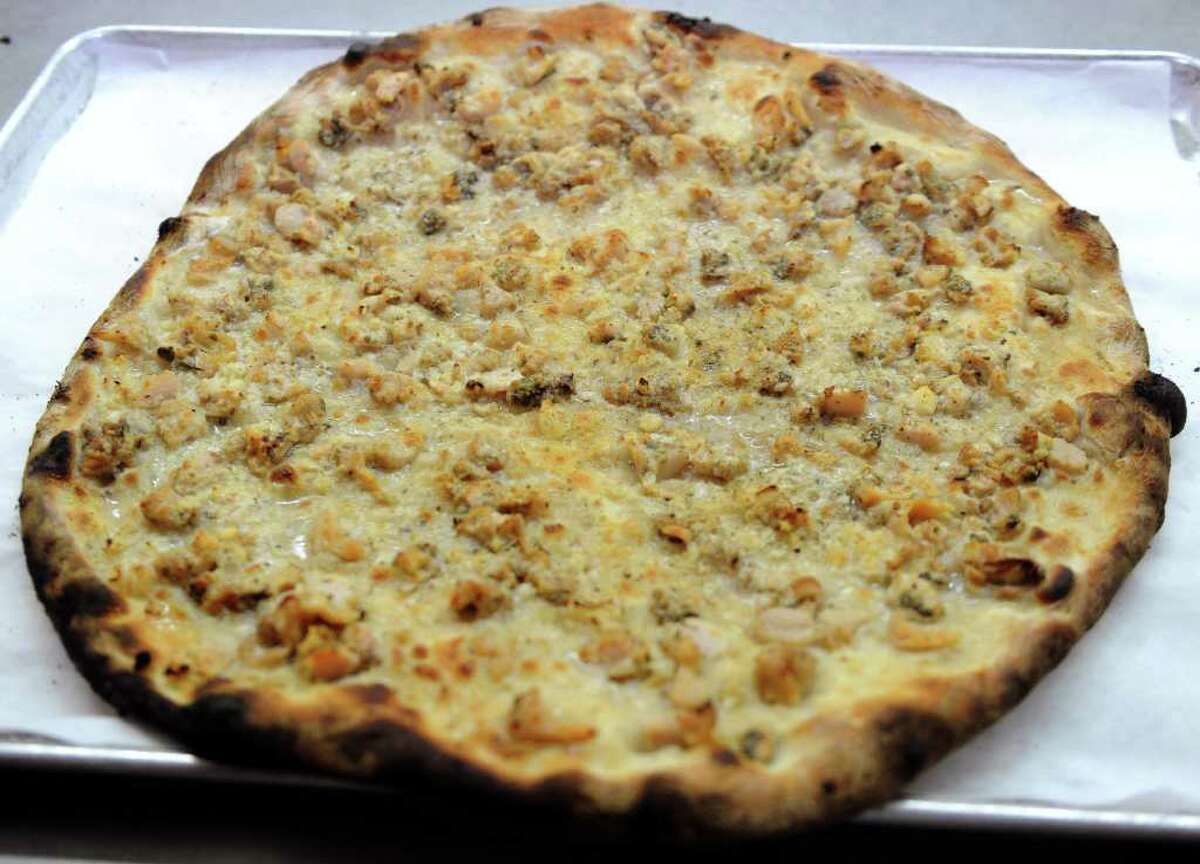 Pepe's specialty, white clam pizza, in Fairfield on Friday, July 1, 2011.