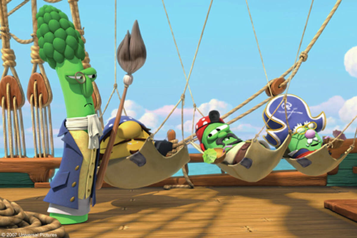 A scene from the film "The Pirates Who Don't Do Anything: A VeggieTales Movie."