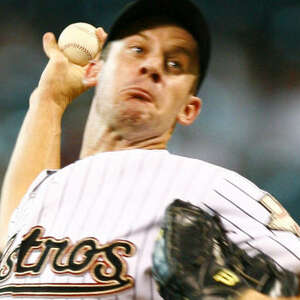 Apr 05, 2006; Houston, TX, USA; Houston Astros closer BRAD LIDGE preserves  the game after Adam Everett made a throw to 1st to end the game at Minute  Maid Park. Mandatory Credit