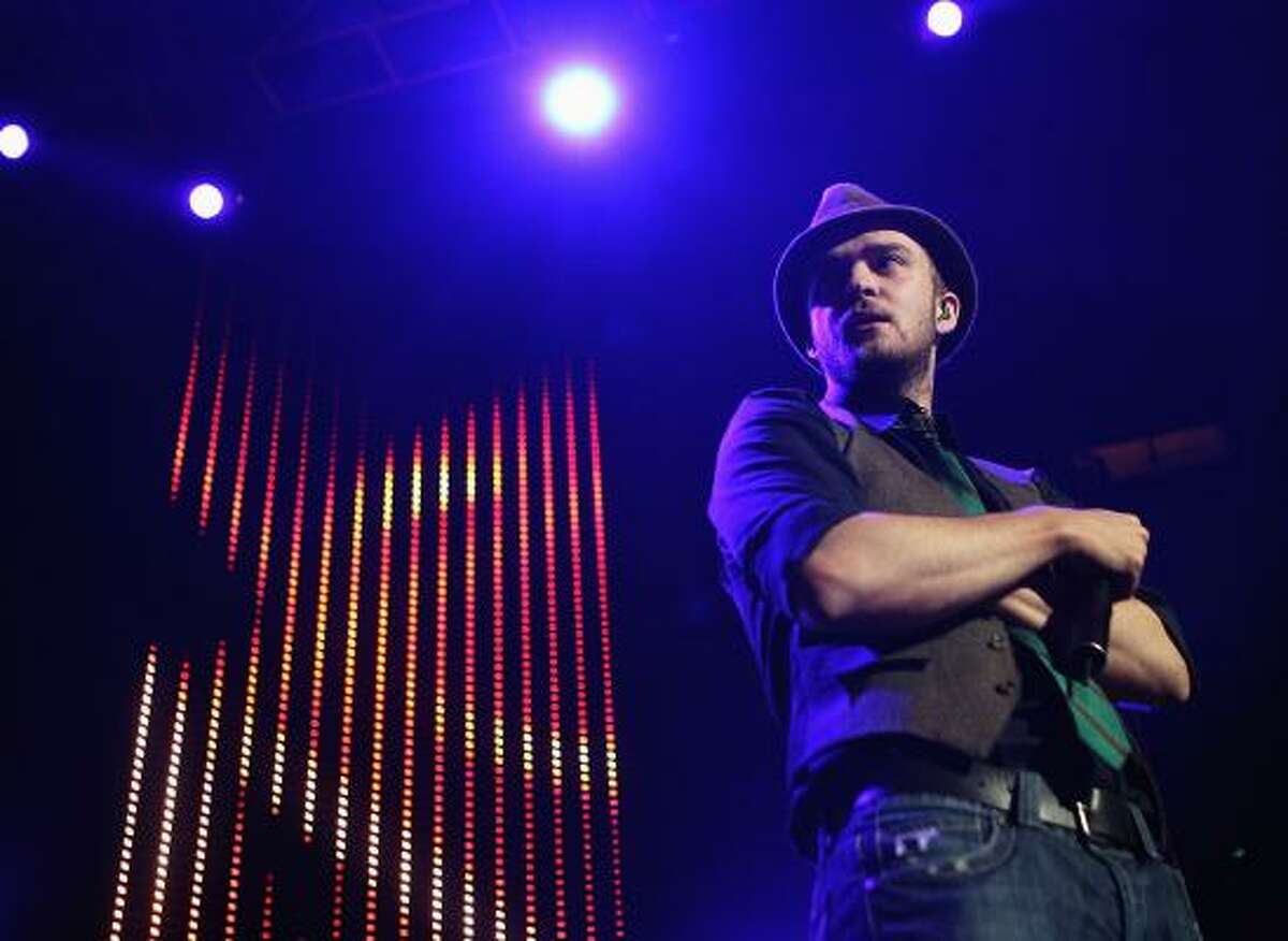 Singer Justin Timberlake performs at KIIS FM's Jingle Ball 2006 at the Honda Center in December in Anaheim, Calif.