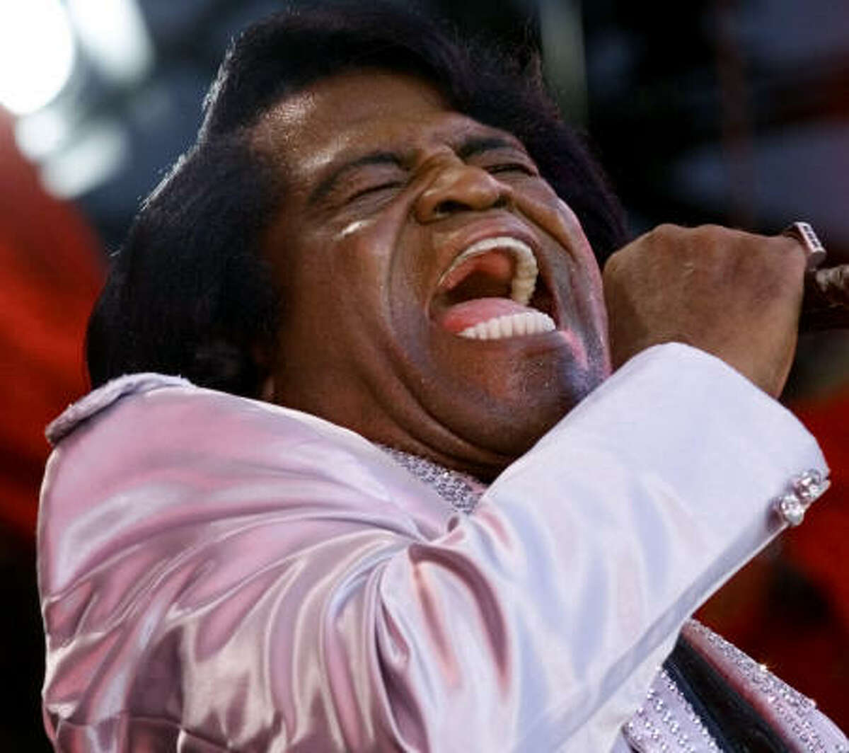 James Brown performs during the United We Stand benefit concert in 2001 in Washington's RFK Stadium.