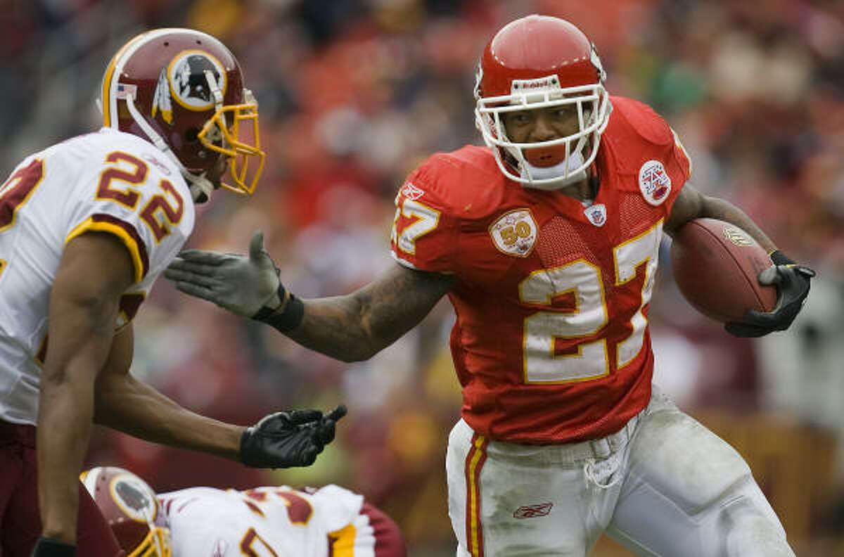 Larry Johnson rushed for 5,996 yards and 55 touchdowns in six-plus seasons with the Chiefs.