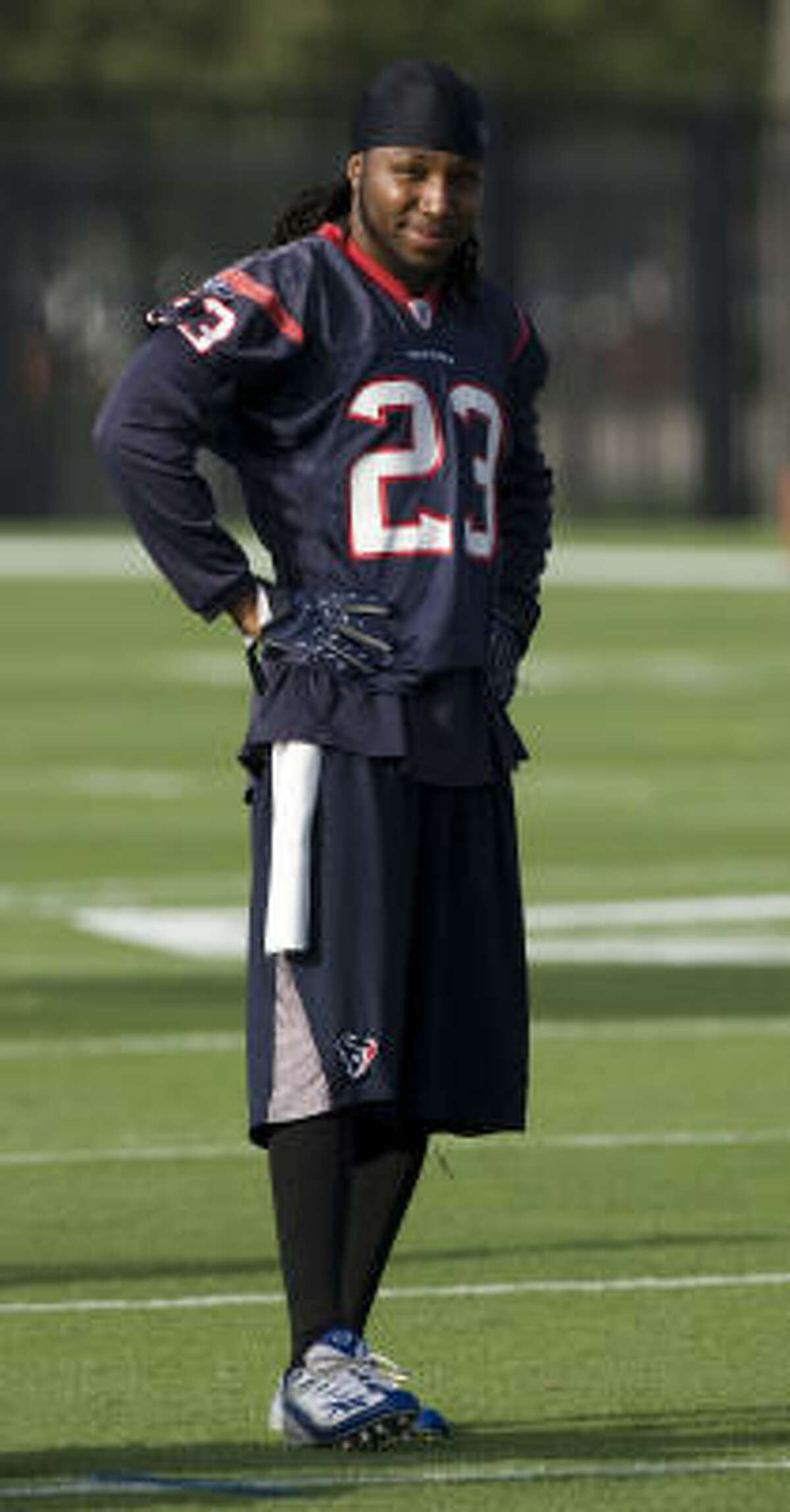 Texans cornerback Dunta Robinson is itching to return to the playing field. His wait could end this weekend.