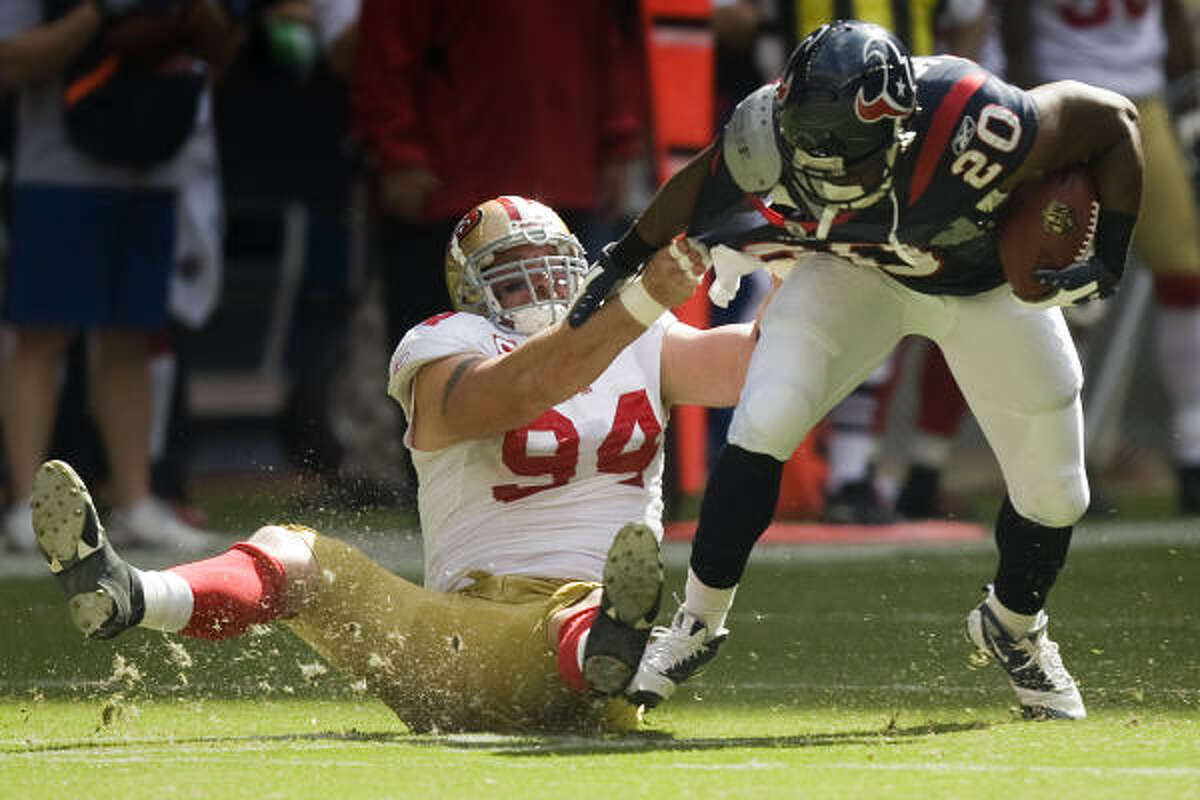 Texans running back Steve Slaton has lost four fumbles in seven games, but he’s also scored five touchdowns.