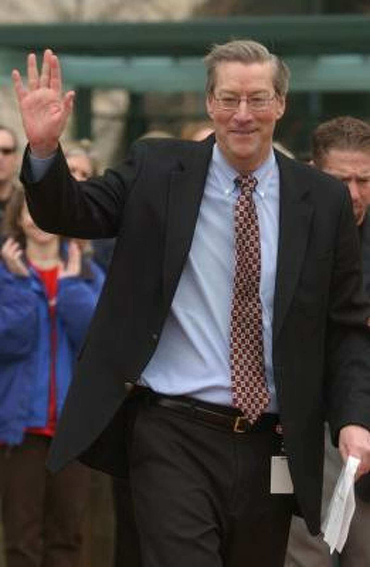 Dave Lesar, the chairman and CEO of Halliburton, attends the dedication of Halliburton Plaza at Minute Maid Park in 2003.