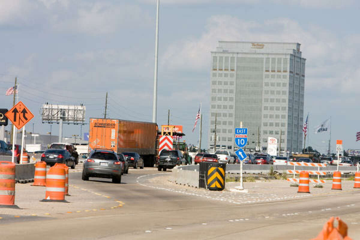Construction work on the Katy Freeway between Beltway 8 and Dairy Ashford in June.